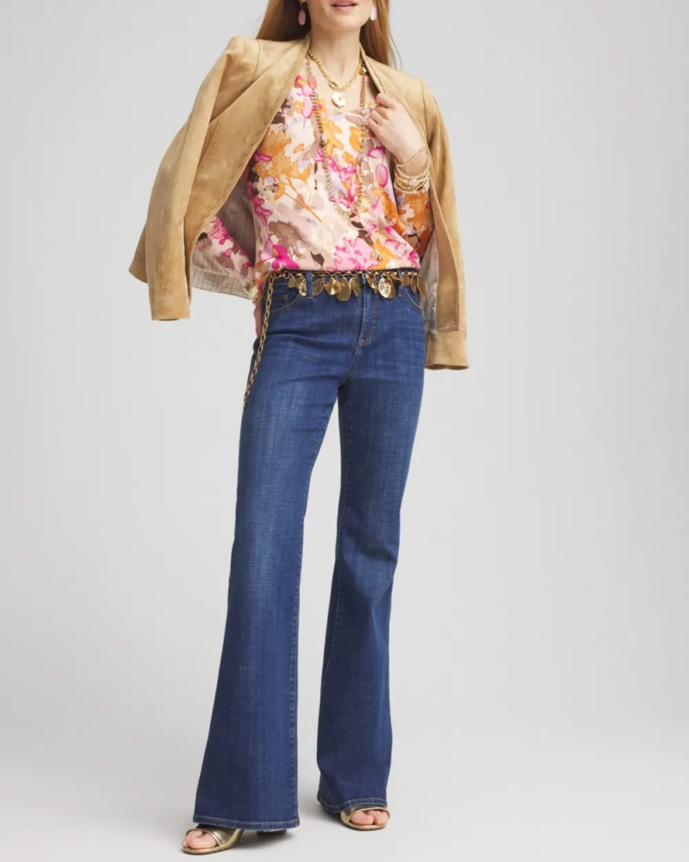 Floral Long Sleeve V-Neck Pullover Sweater