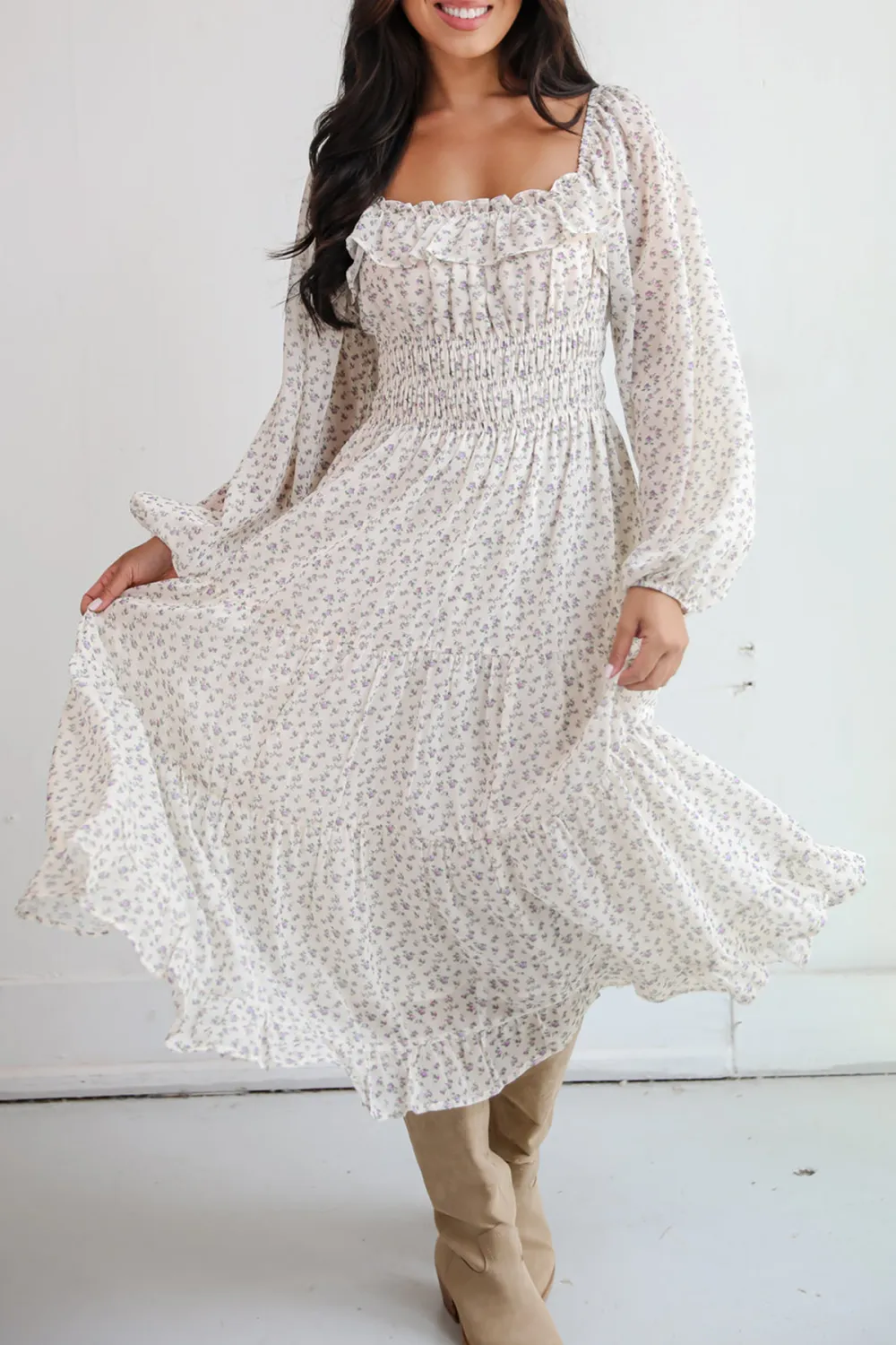Endearing Appeal Cream Floral Midi Dress