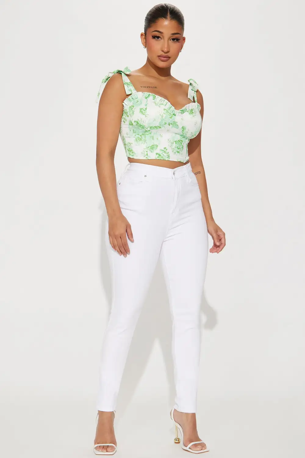 Chamomile Floral Corset Top - White/combo