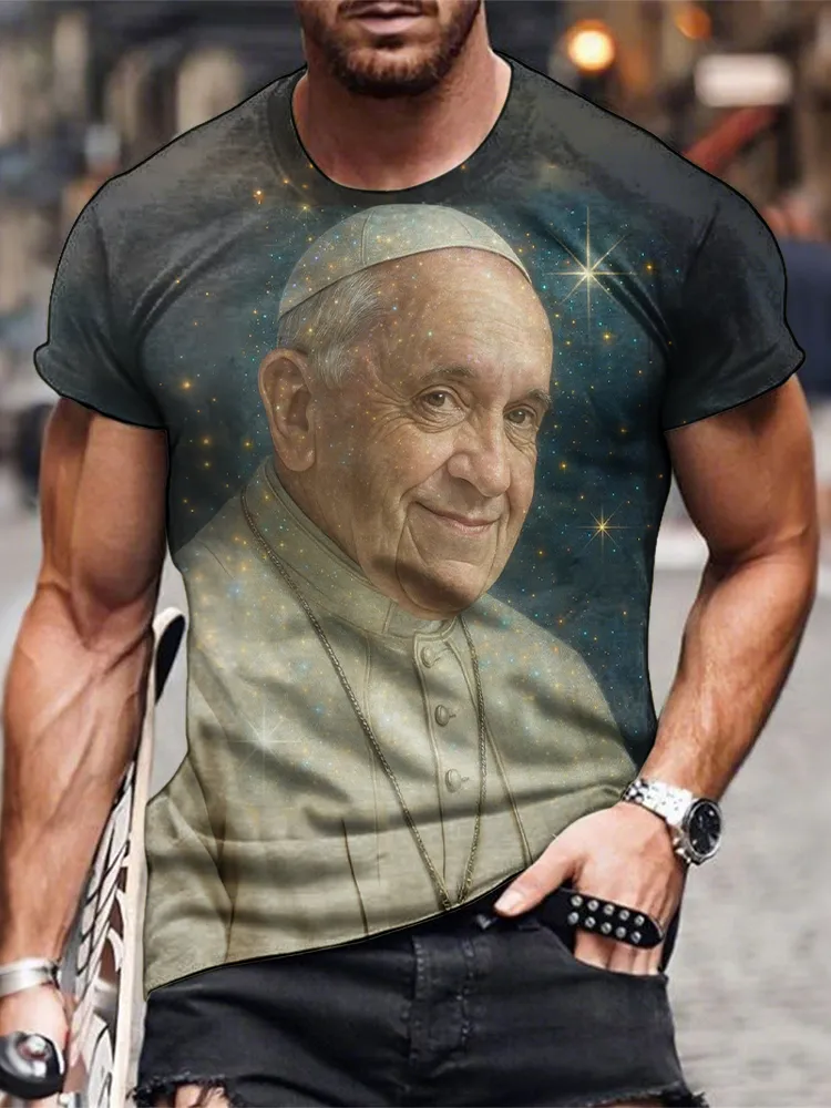 Men's Thank You Father 1936-2025 Print Short Sleeve Round Neck Cotton T-Shirt