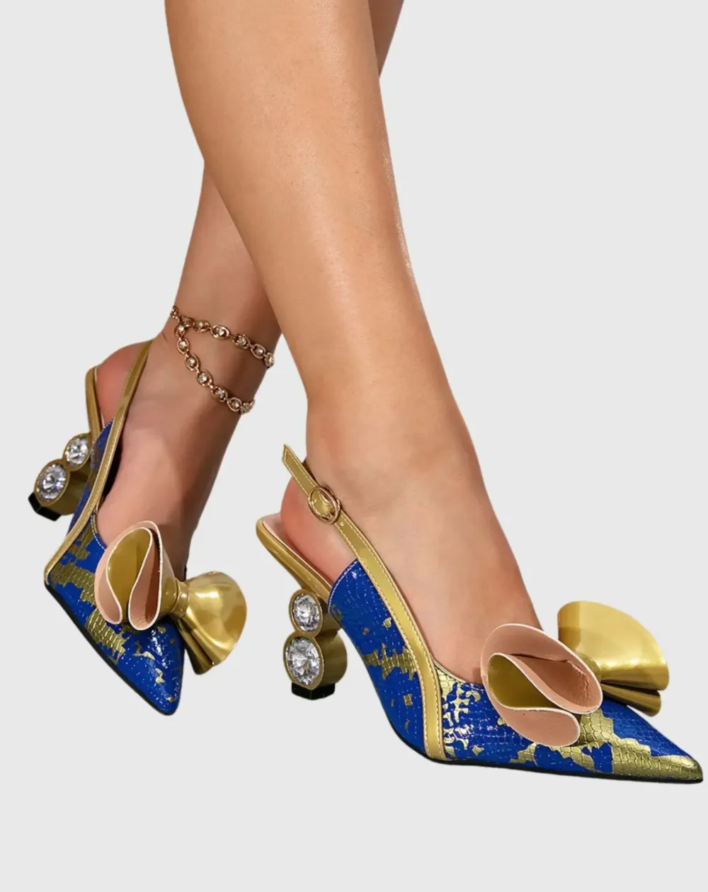 Print Bow Slingback Pumps