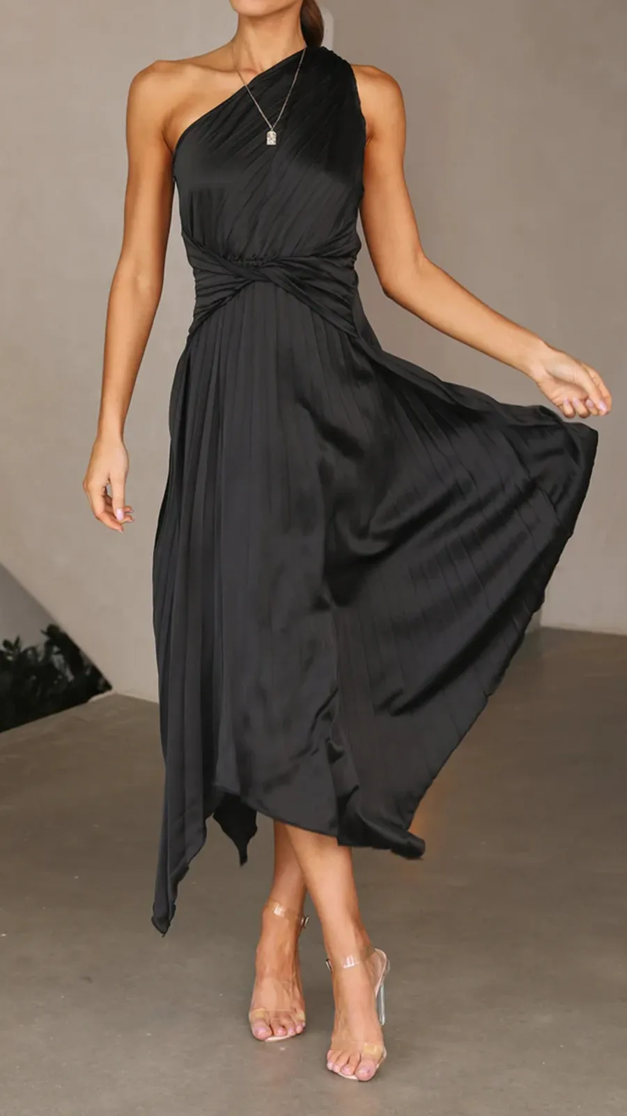 One Shoulder Midi Dress