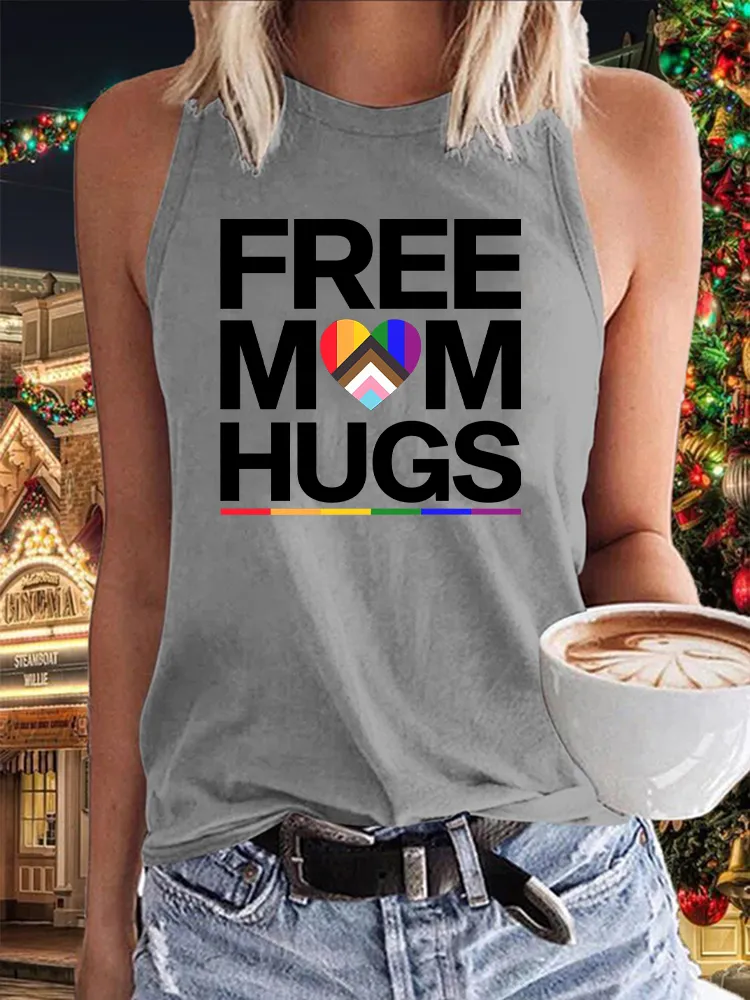 Women's Gay Day Free Mom Hugs Crew Neck Vest