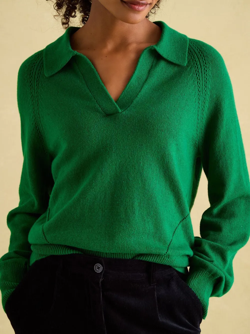 V Neck Stripe Jumper with Collar