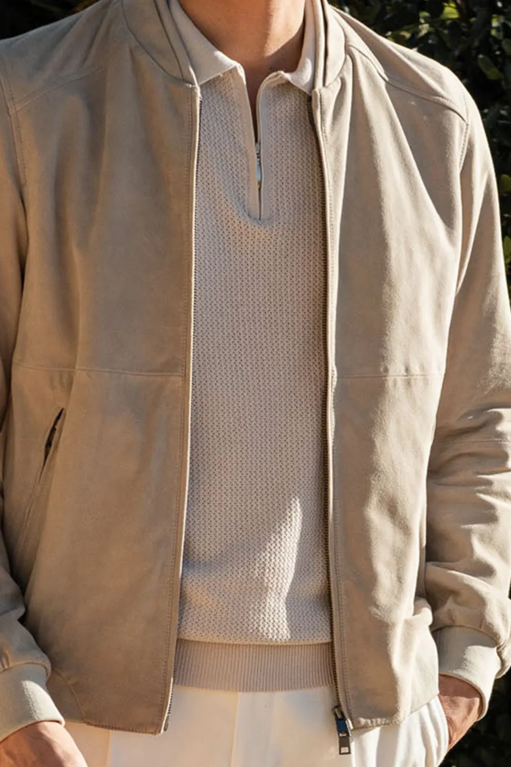 Soft Suede Bomber Jacket