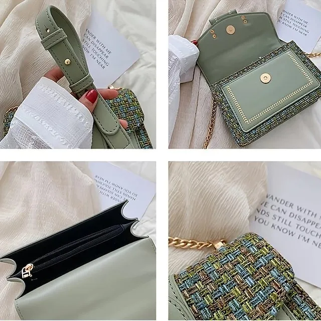 Women's Crossbody Bag Shoulder Bag Mobile Phone Bag PU Leather Cotton Party Outdoor Buttons Adjustable Large Capacity Durable Patchwork Black White Blue