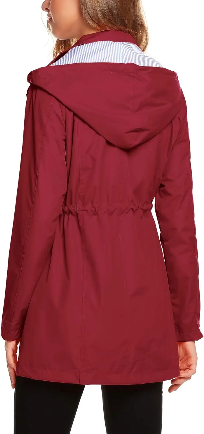 Womens Lightweight Hooded Waterproof Active Outdoor Rain Jacket S-XXL
