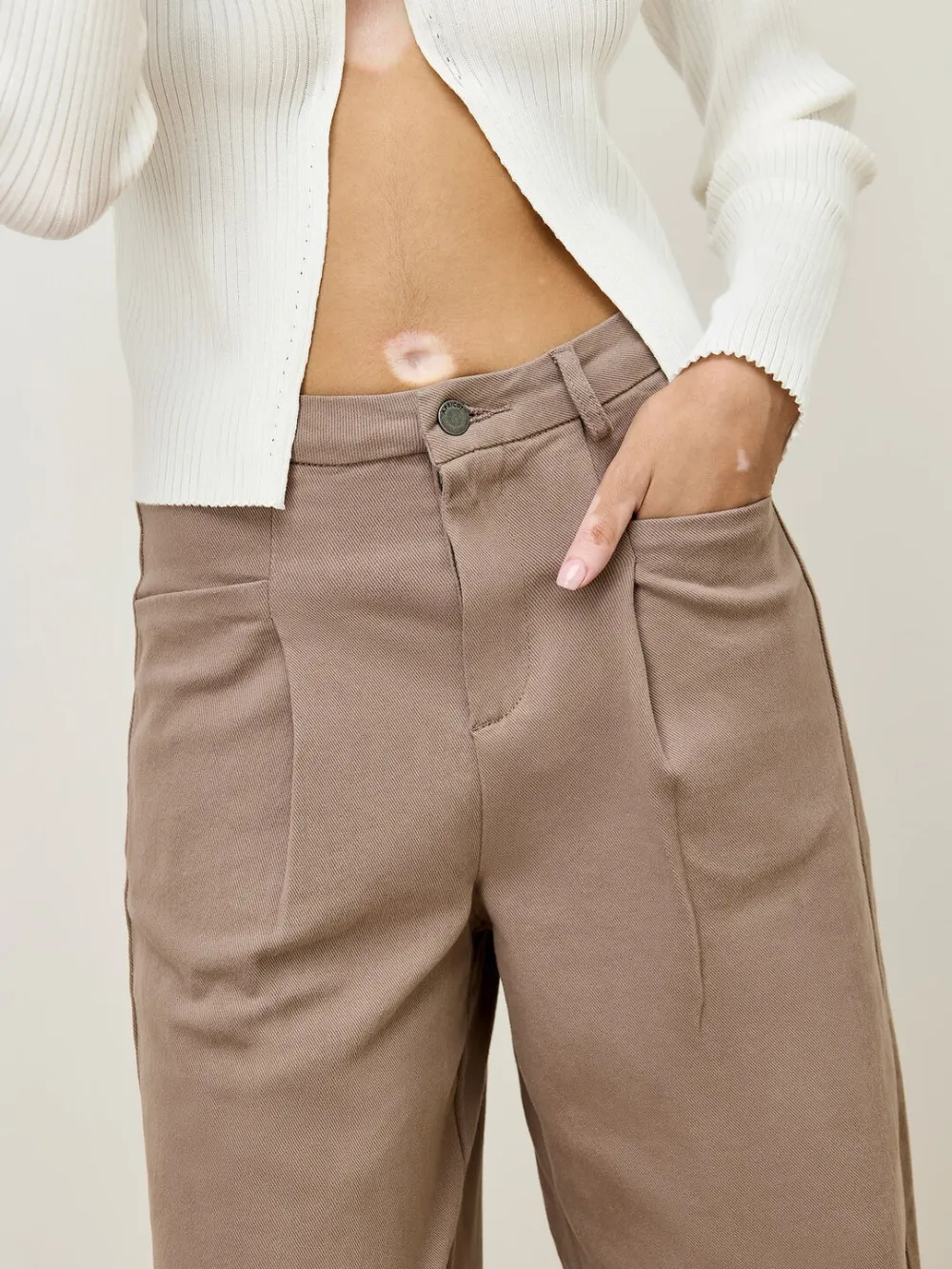 Casual Stone Wide Leg Jeans