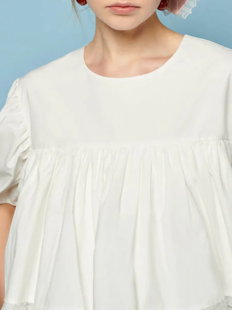 Crew Neck Lace Trim Top