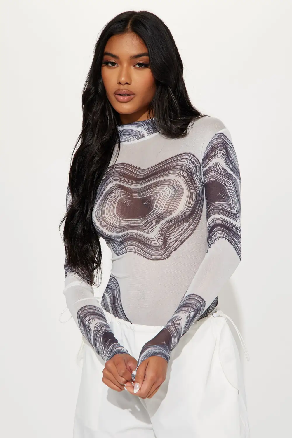 I'm The Vision Mesh Bodysuit - White/combo