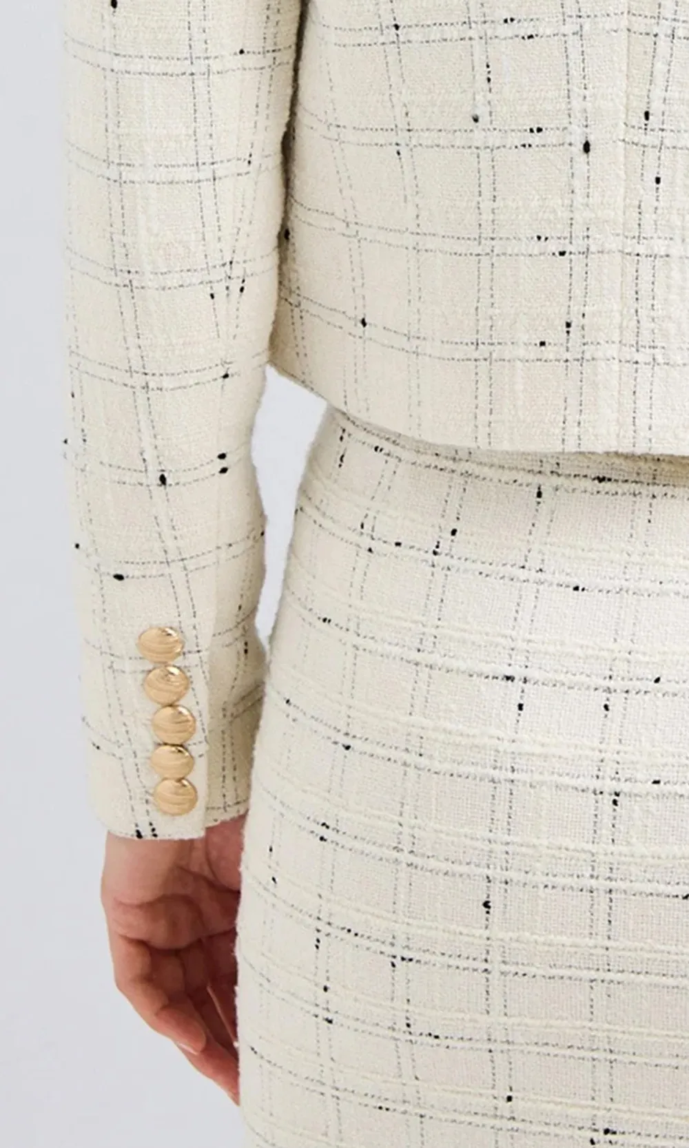 White Cropped Tweed Jacket