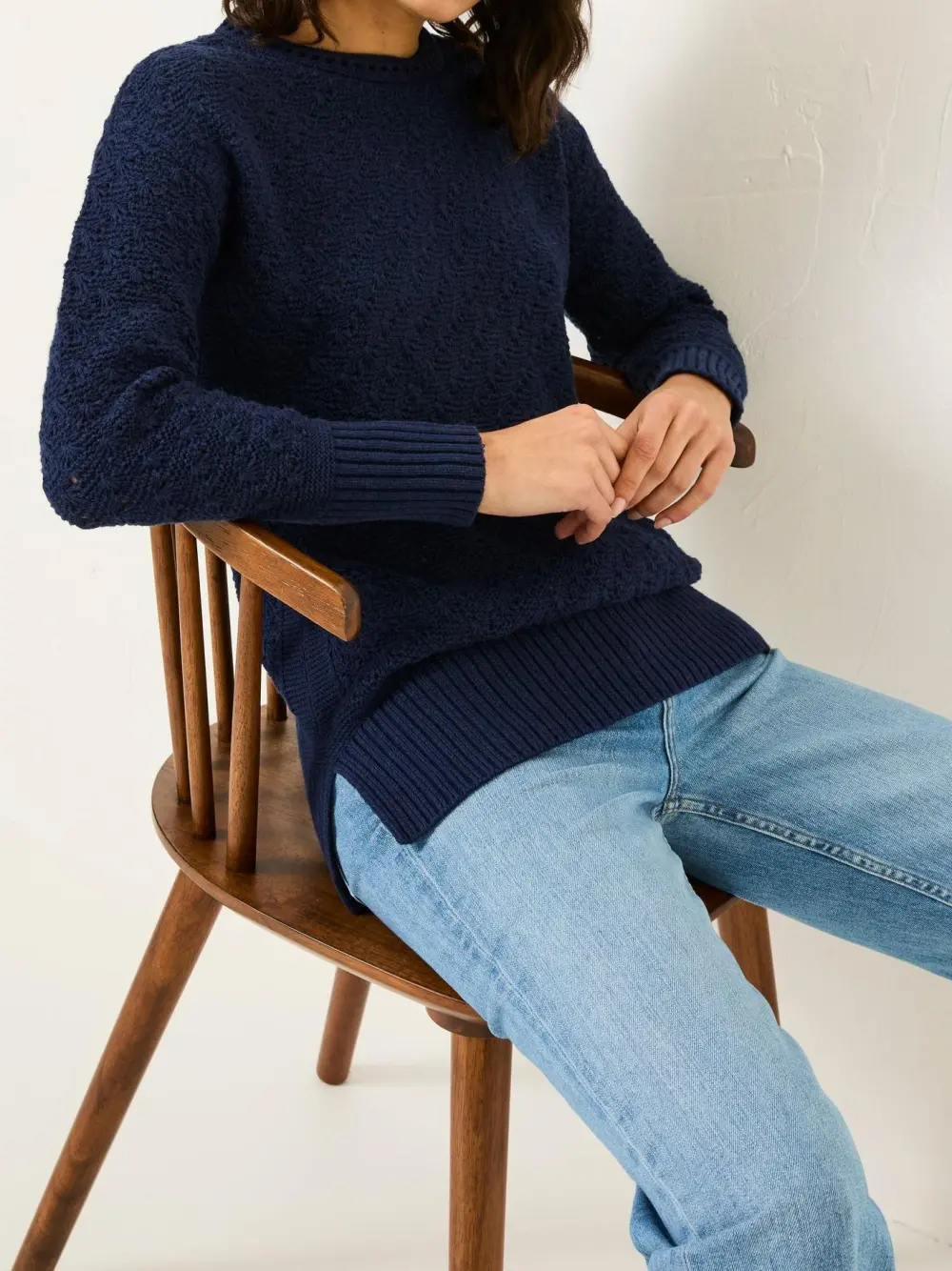 Navy Farryn Knitted 100% Cotton Knitted Jumper