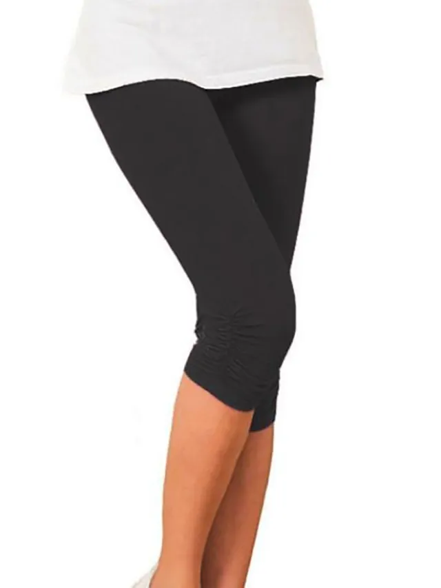 Women's Yoga Pants Sun Protection Tummy Control Butt Lift High Waist Yoga Fitness Gym Workout Capri Leggings Bottoms Violet Black White Sports Activewear High Elasticity Skinny