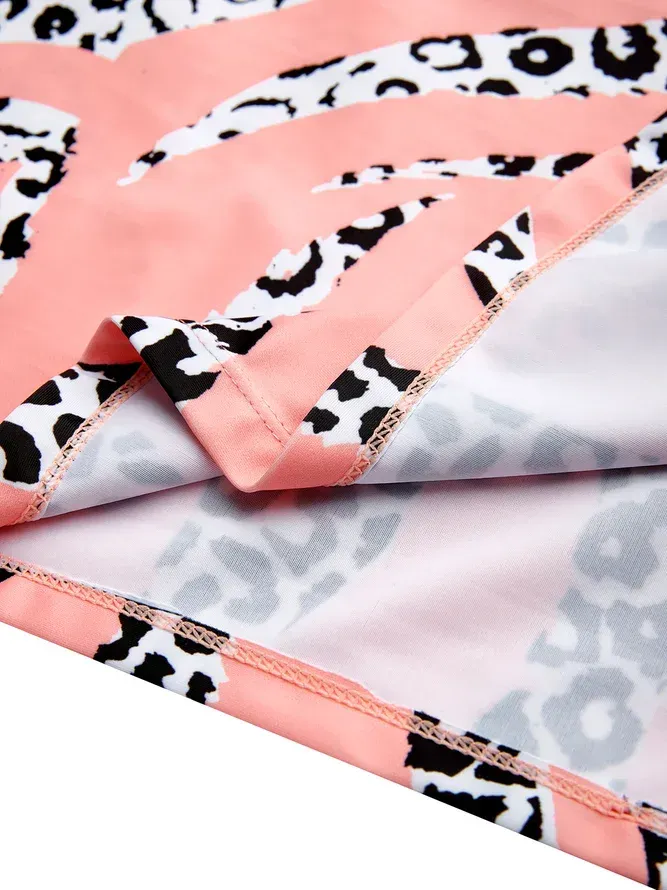 Simple Animal Printing Spaghetti Tankinis Two-Piece Set