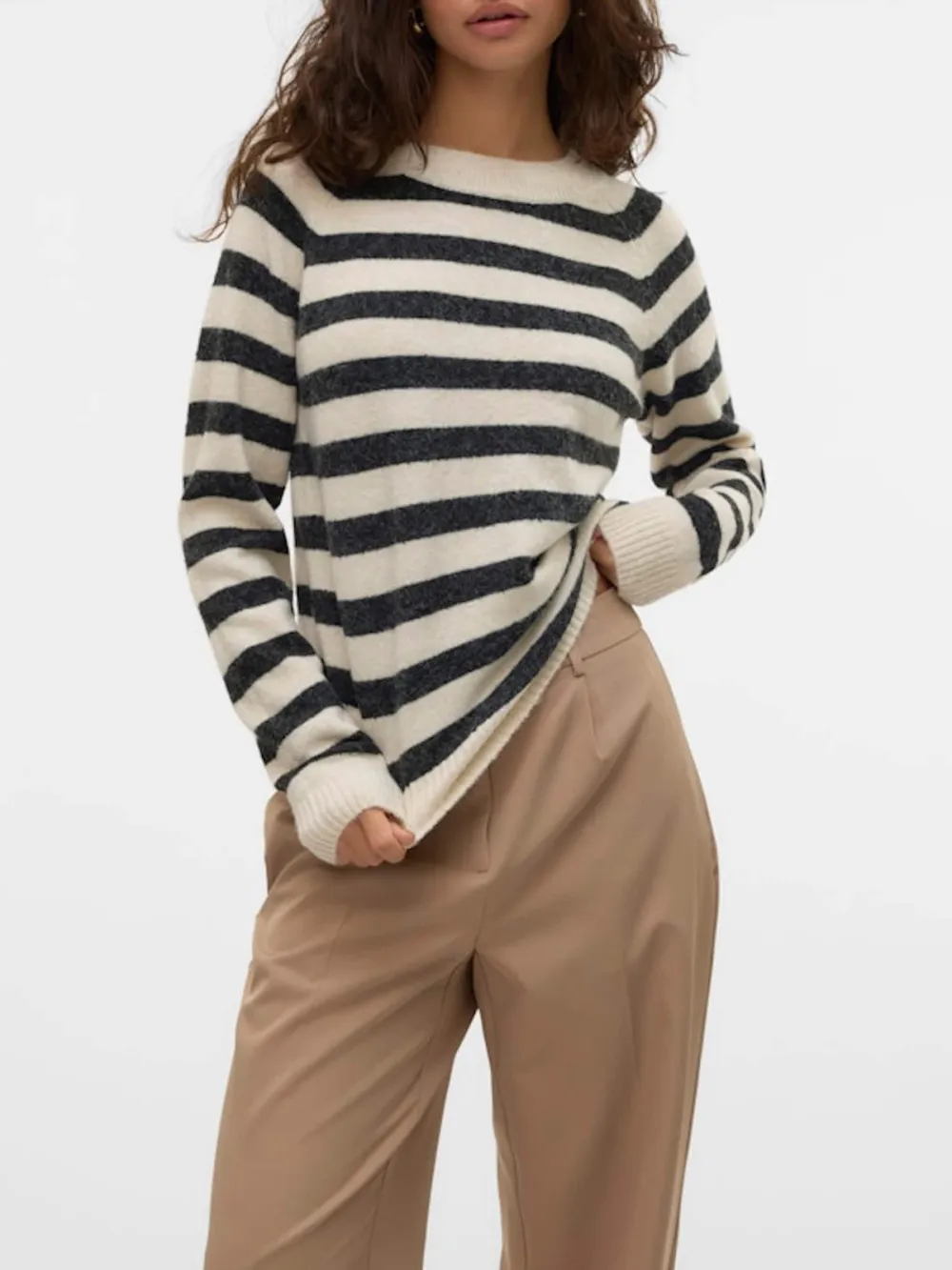 Striped Crew Neck Long Sleeve Sweaters