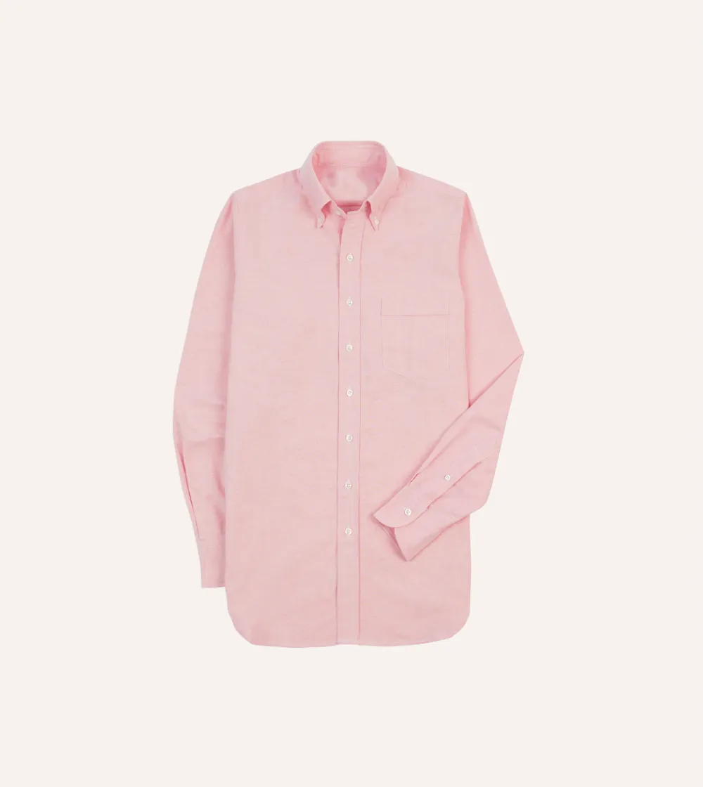 Button Front Bright Pink Cotton Oxford Cloth Button-Down Shirt