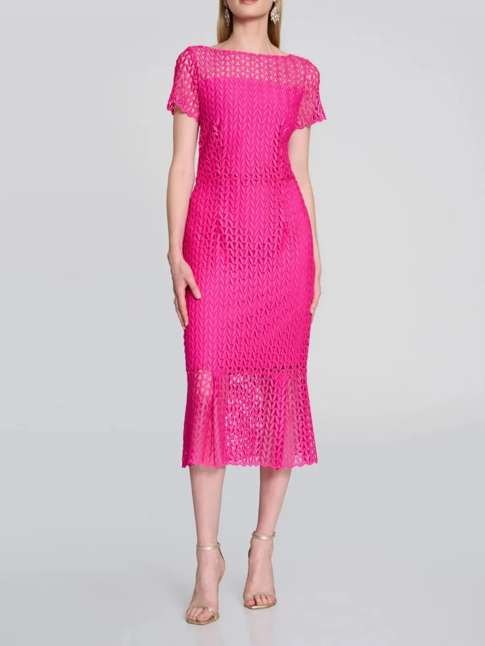 Hot Pink Eyelet Short Dress