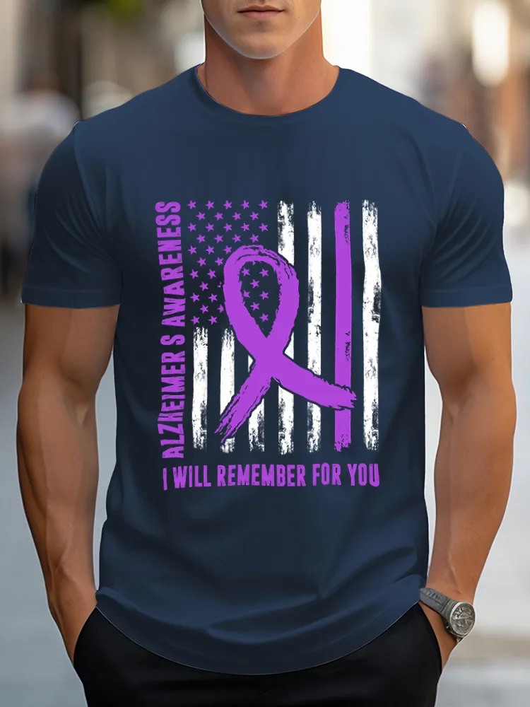 Men's T Shirt I Wear Purple For Alzheimer's Awareness