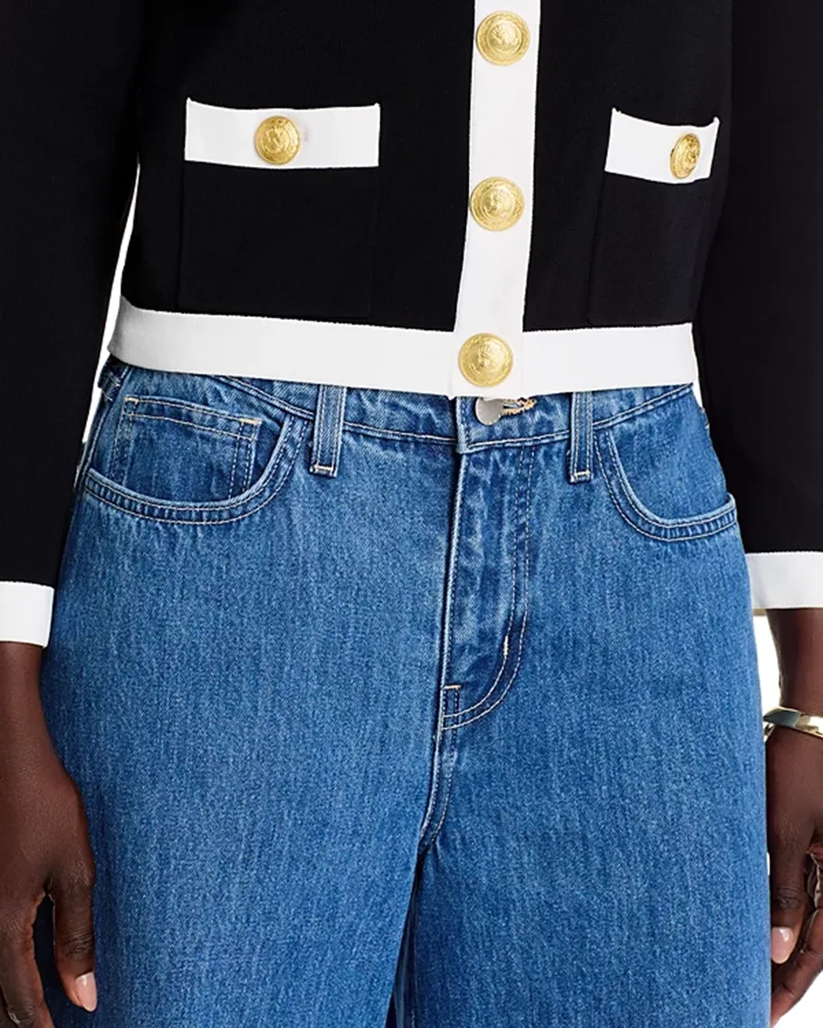 Black Long Sleeves Split Neck Cardigan