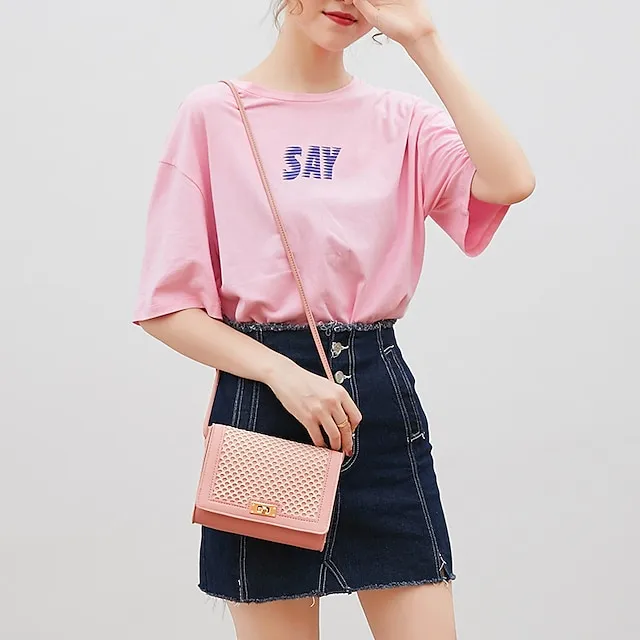 Summer New Women's Messenger Bag Fashion All-match Small Square Bag Trend Mesh Bag Hit Color One-shoulder Mobile Phone Bag