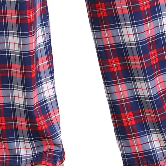 Women's Pajamas Pants Pjs Grid / Plaid Fashion Comfort Sweet Party Home Christmas Cotton Long Pant Pant Summer Spring Light Pink Black