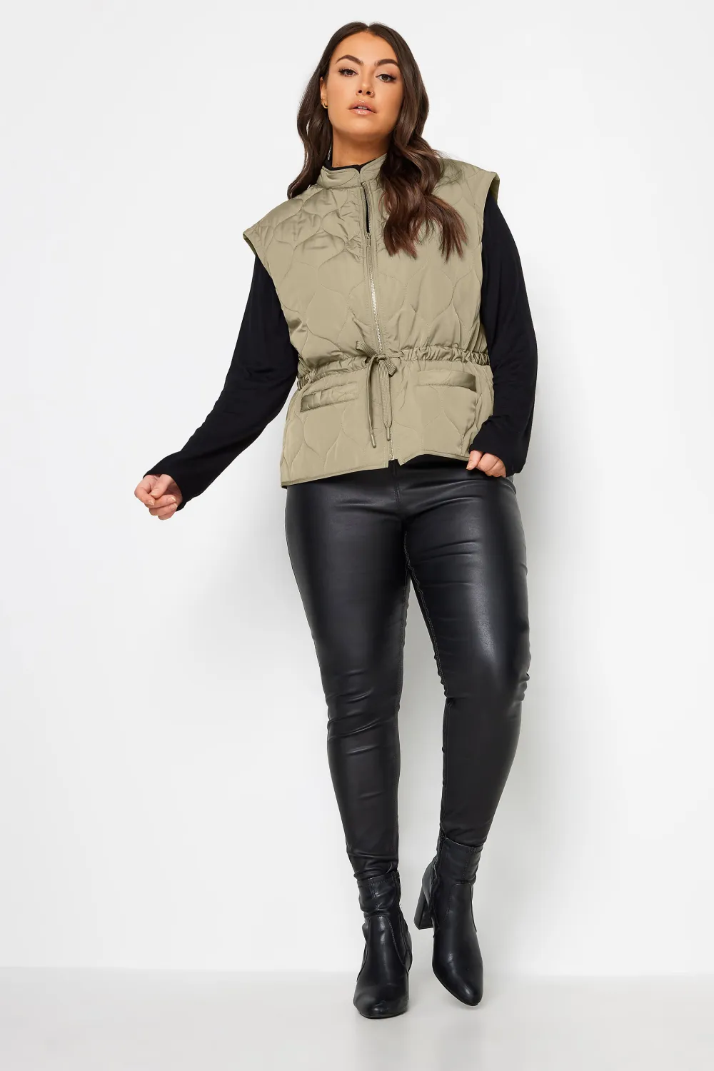 YOURS Curve Beige Brown Cropped Boxy Gilet