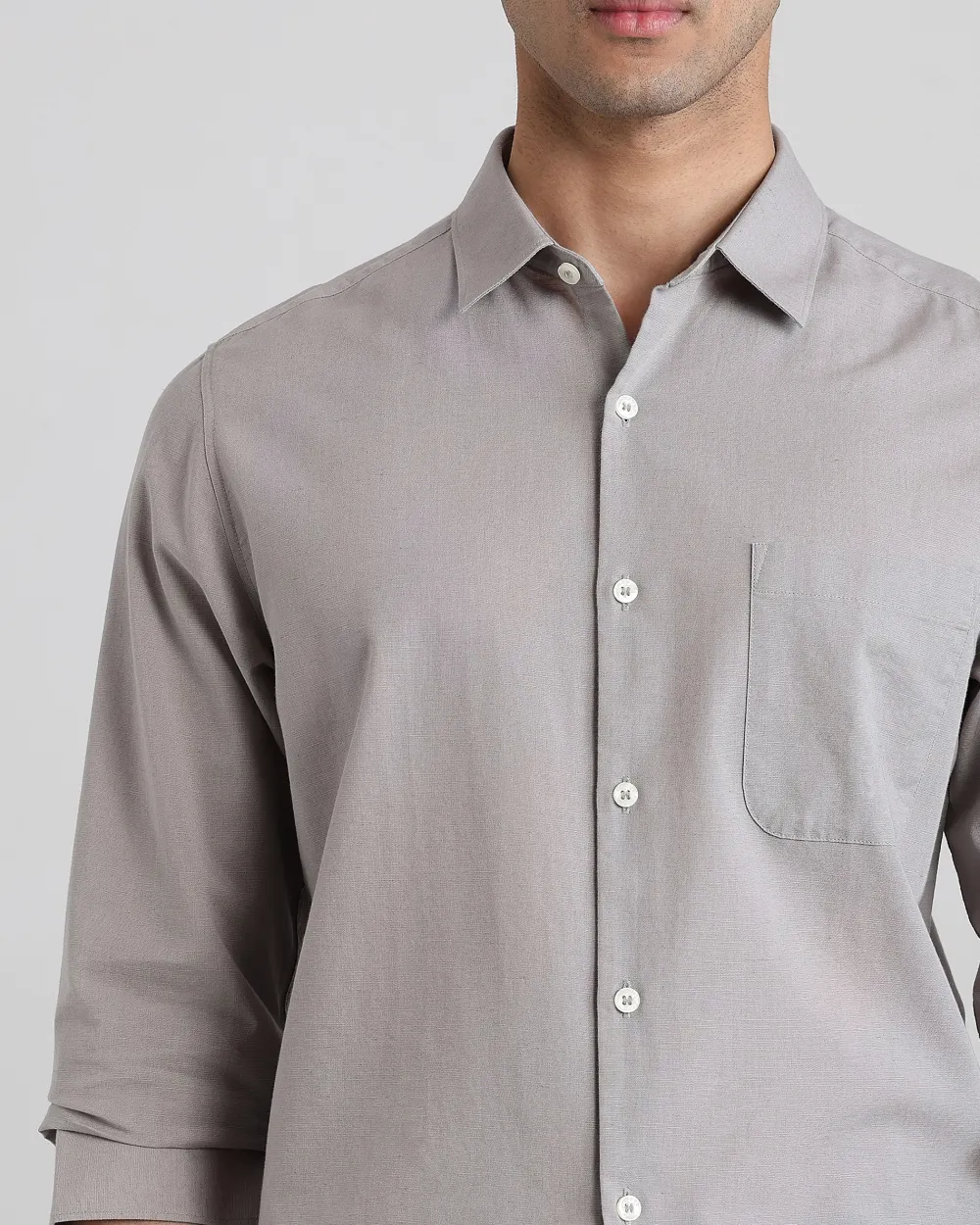 Leisure Simple Daily Slim-Fit Breathable Light Grey Shirt