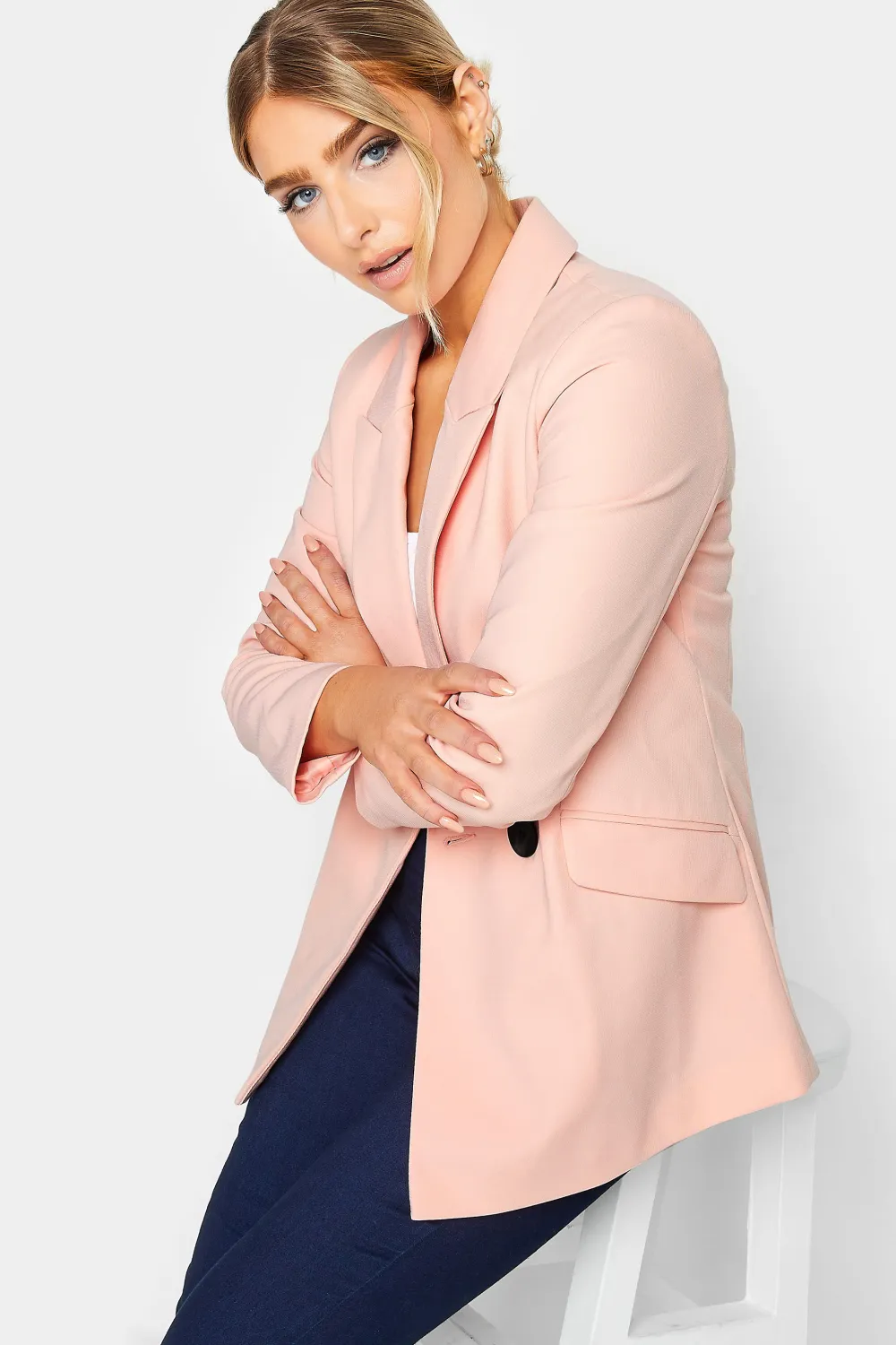M&Co Pink Tailored Button Blazer