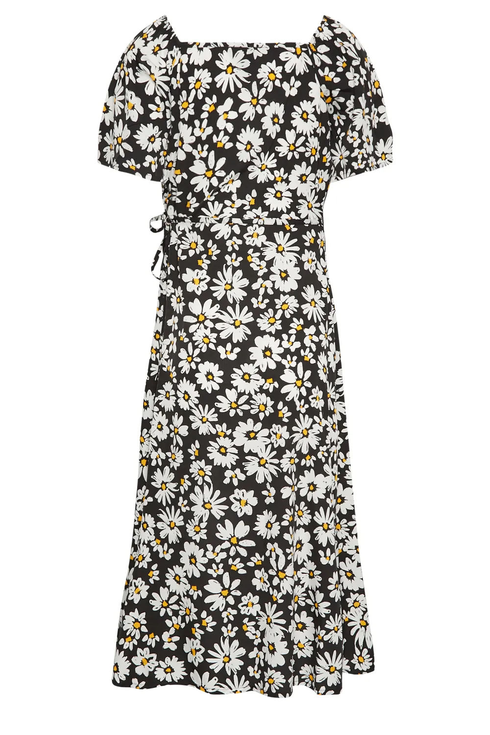 LTS Tall Black Daisy Print Wrap Dress