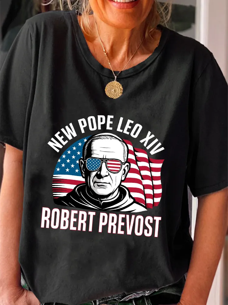 Women'S Honoring The New Pope Leo Xiv Round-Neck Short-Sleeved T-Shirt