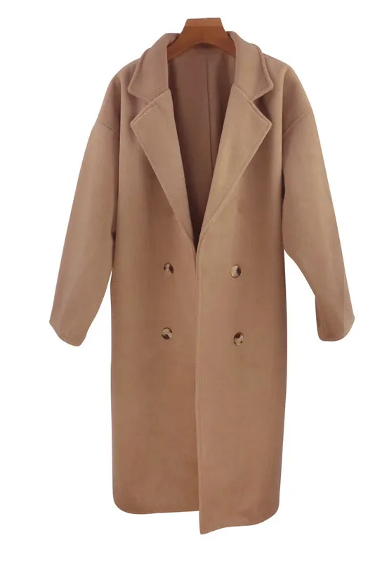 Double Face Faux Woolen Lapel Coat