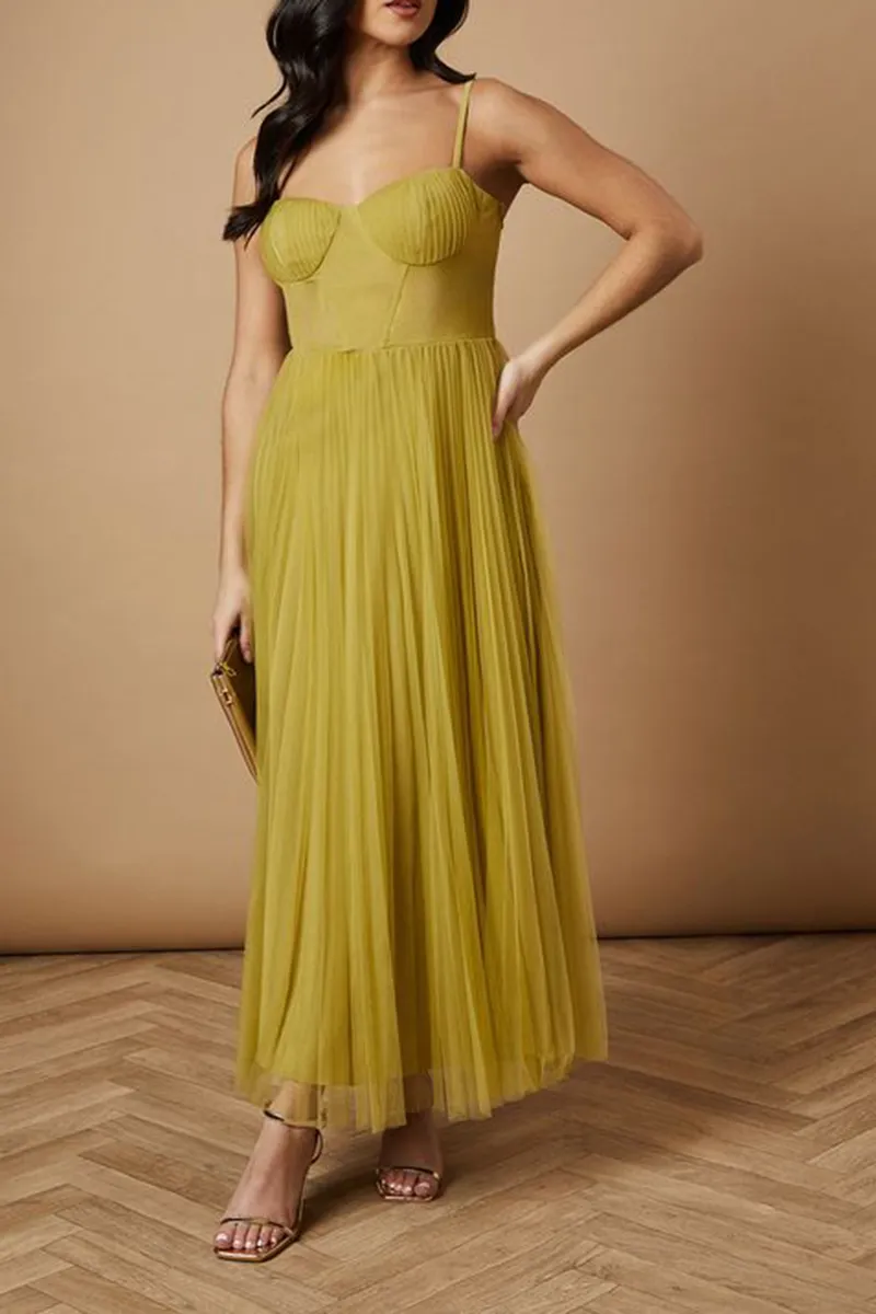 Casual Style Soft Lime Corset Detail Dress
