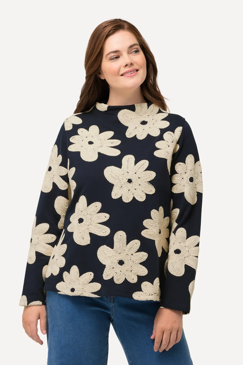 Eco Cotton Floral Embroidered Long Sleeve Sweatshirt