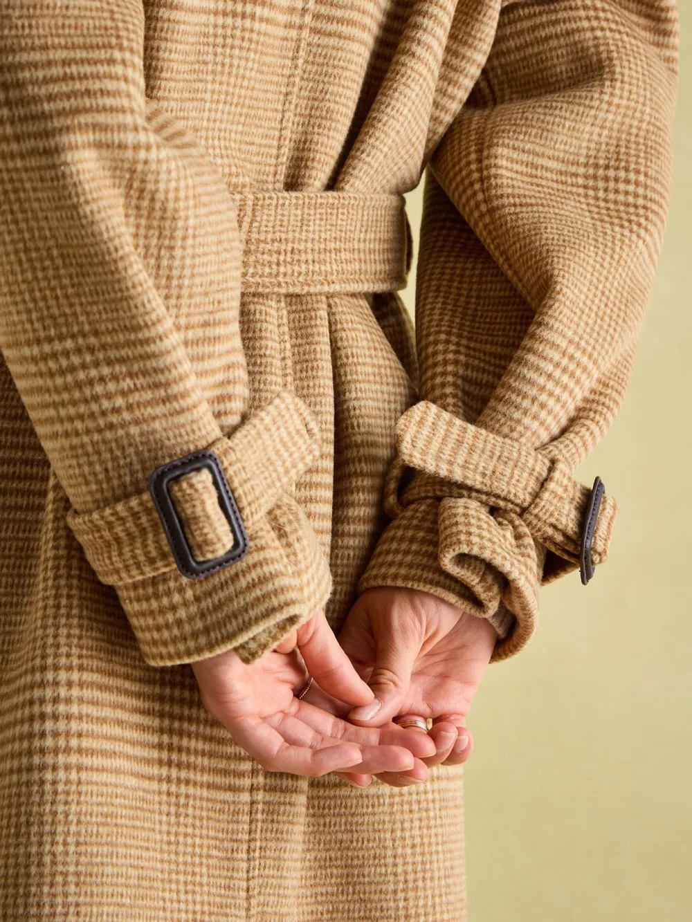 Tan Brown Longline Wool Blend Coat