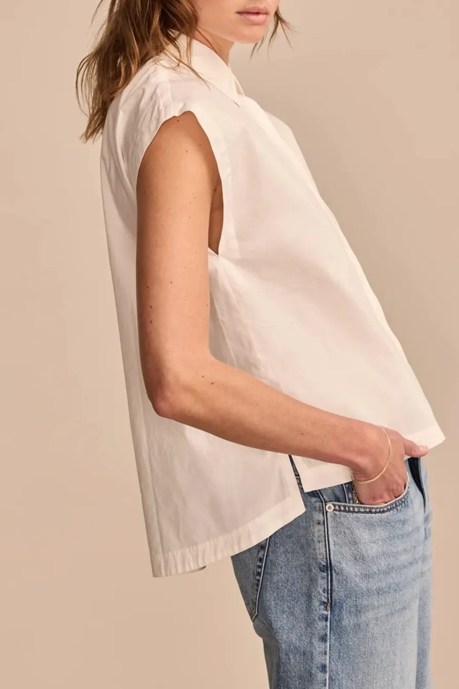 Bright White Sleeveless Tunic Buttondown