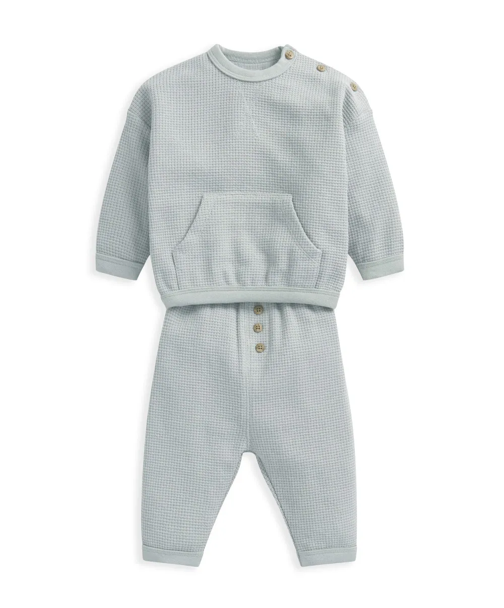 Waffle Jumper & Leggings (2 Piece) - Blue