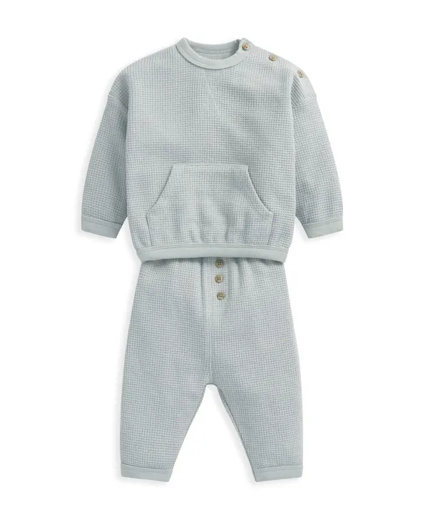 Waffle Jumper & Leggings (2 Piece) - Blue