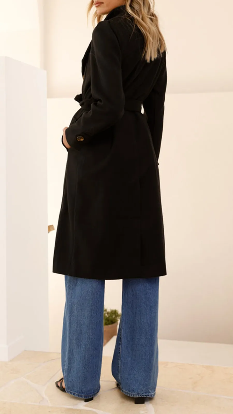 Elongated Button-Down Wool Jacket