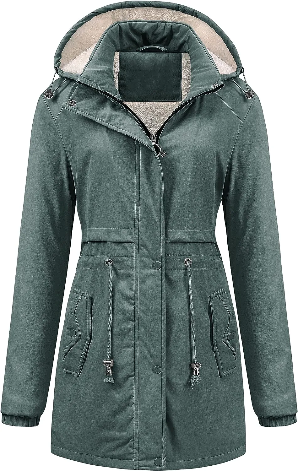 Women's Mid-Length Parka Winter Outerwear Jacket Soft Fleece Warm Snow Coat