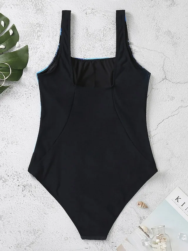 Women's Swimwear One Piece Monokini Bathing Suits Normal Swimsuit Tummy Control Hole Stripe Pink Royal Blue Blue Sky Blue Gray Scoop Neck Bathing Suits Sports Vacation Fashion