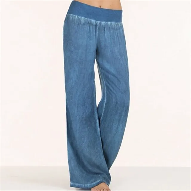 Women's Jeans Wide Leg Baggy Micro-elastic Classic Modern Office Daily Black Blue S M Spring &  Fall