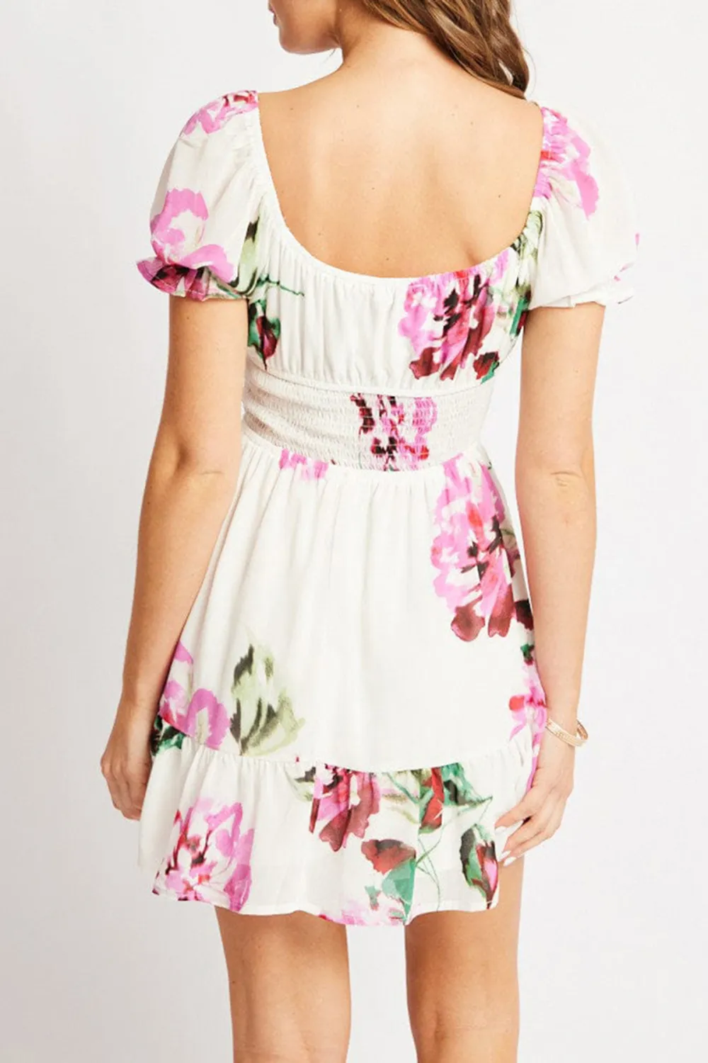 Purple Floral Fit And Flare Dress Mini