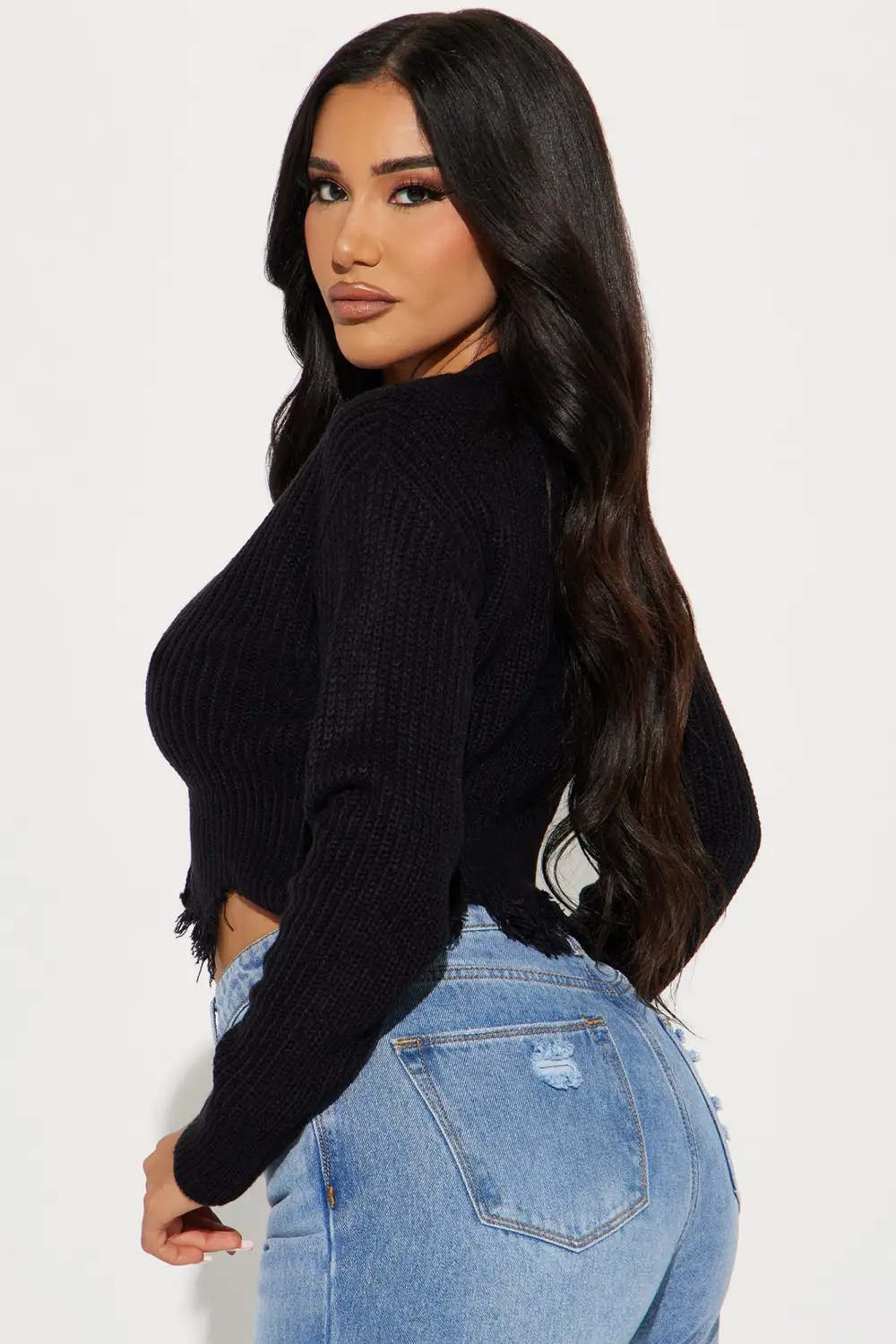 Distressed With You Cardigan - Black