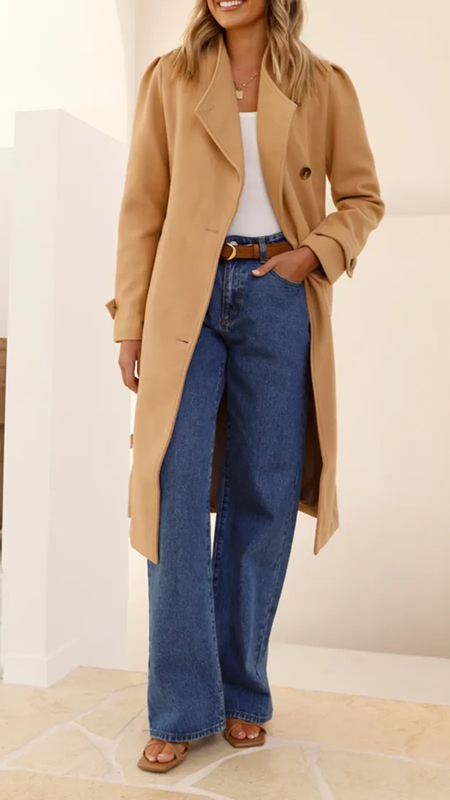 Elongated Button-Down Wool Jacket