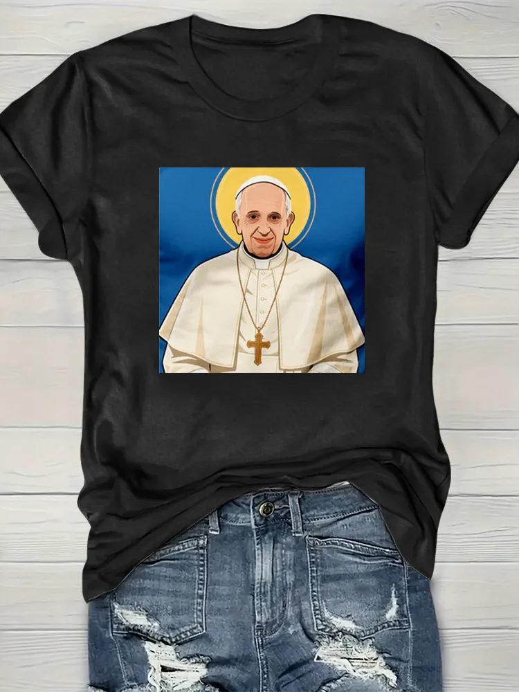 Women's I Love PF Print Short Sleeve Round Neck Cotton T-Shirt