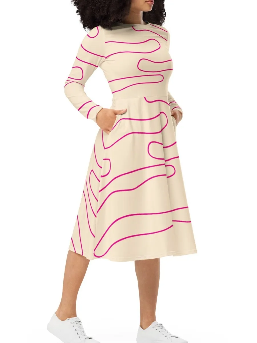 Minimalist Wave Print Dress