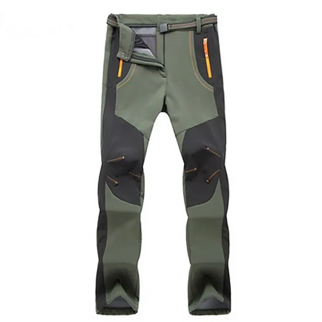 Women's Fleece Lined Pants Waterproof Hiking Pants Black Trousers Softshell Pants Winter Outdoor Thermal Warm Windproof Lightweight Elastic Waist Bottoms Army Green Burgundy Orange Camping