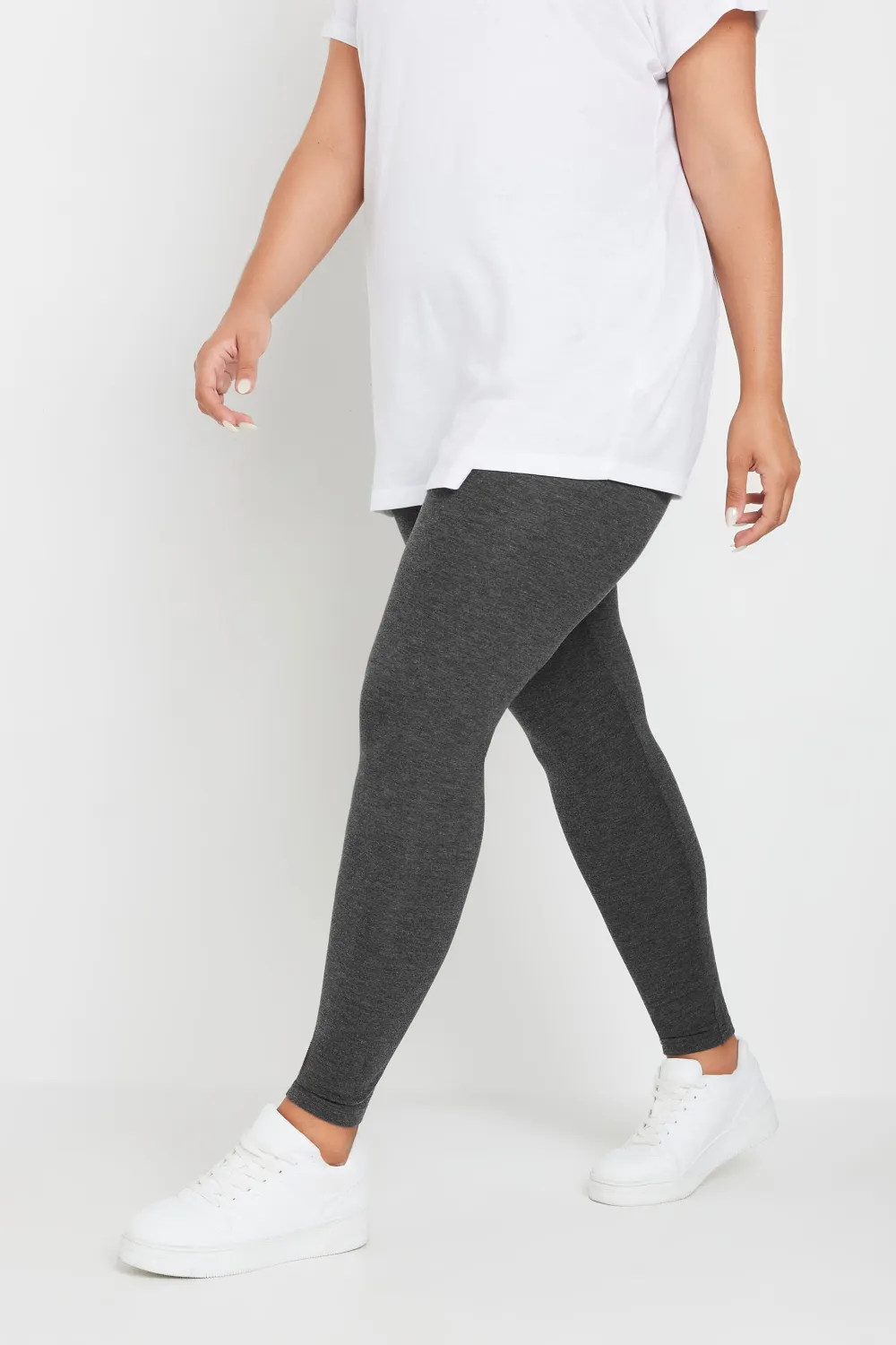 YOURS 2 PACK Curve Charcoal Grey & Black Soft Touch Stretch Leggings