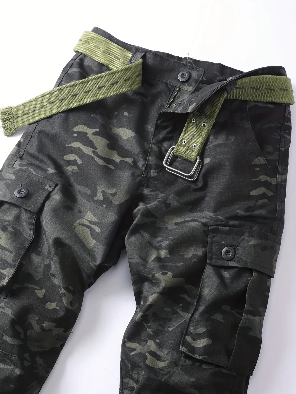 Men's Camouflage Print Tactical Cargo Pants, 8 Pockets Outdoor Hiking Work Trousers