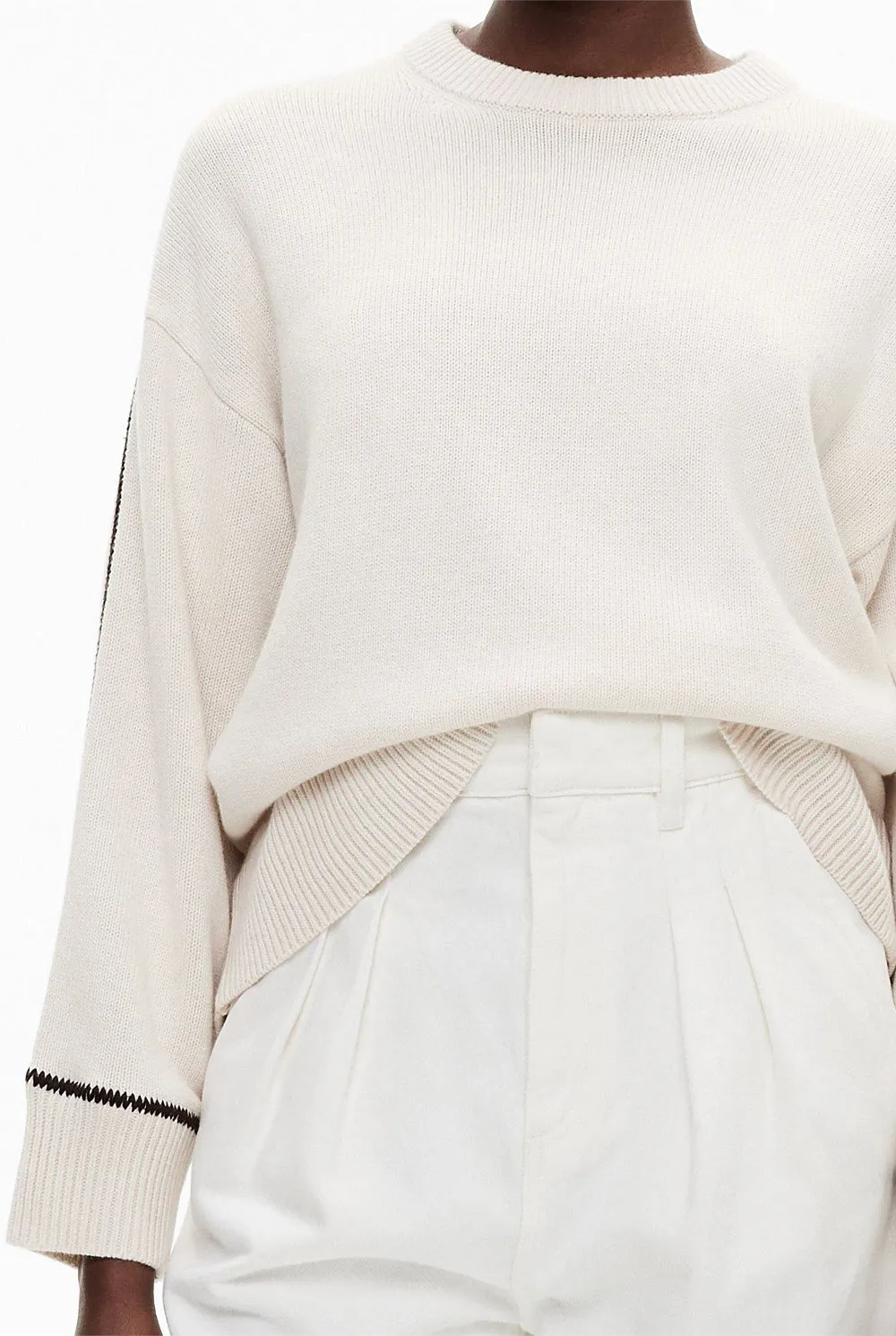 Ivory Ribbed Knit Sweater